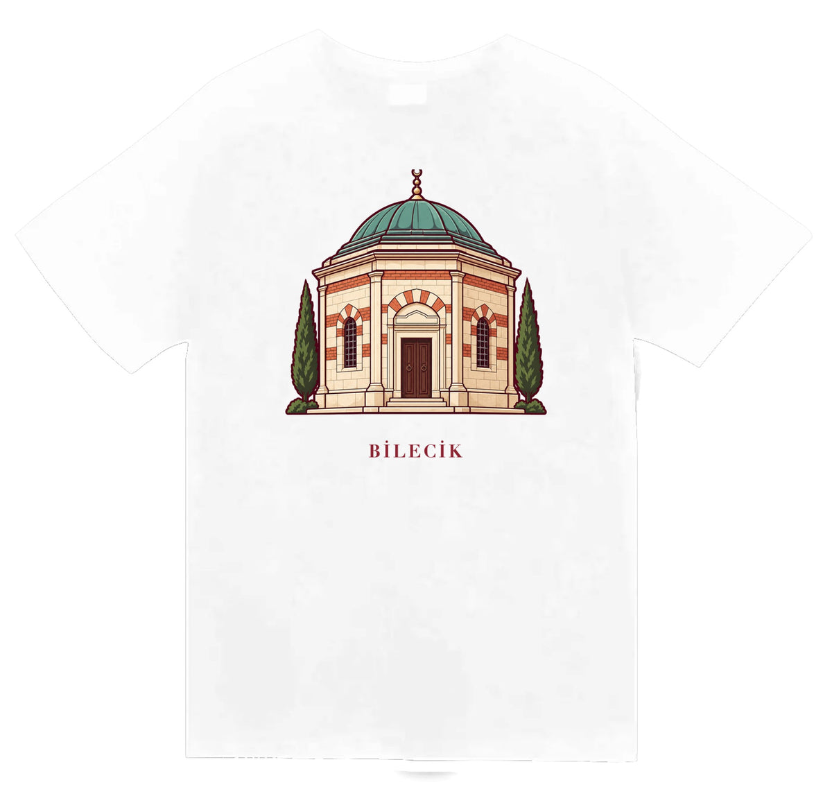 Bilecik Ertuğrul Gazi Türbesi baskılı beyaz t-shirt