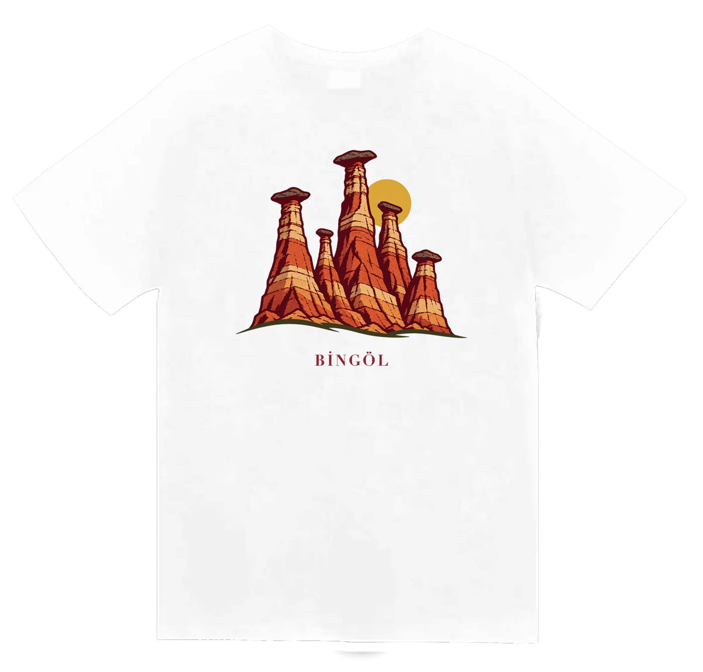 Bingöl Buban Peribacaları baskılı beyaz t-shirt