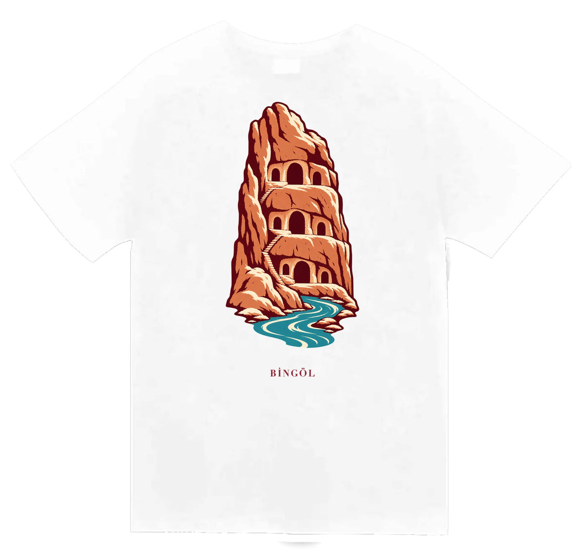 Bingöl Zağ Kaya Sığınakları baskılı beyaz t-shirt