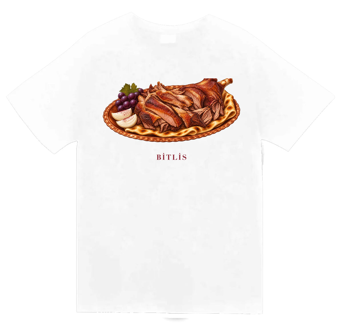 Bitlis Büryan Kebabı baskılı beyaz t-shirt