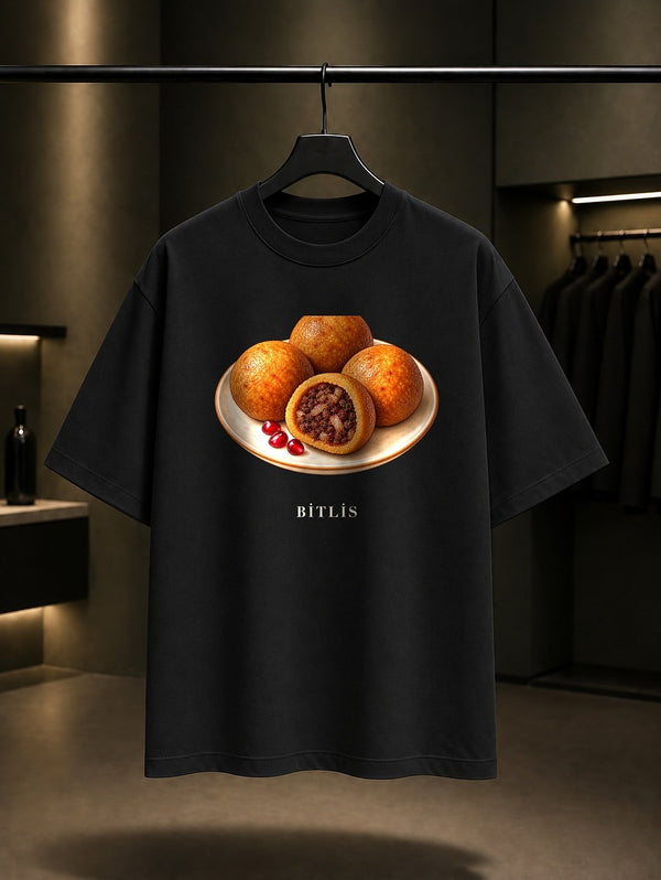Bitlis İçli Köftesi baskılı siyah t-shirt