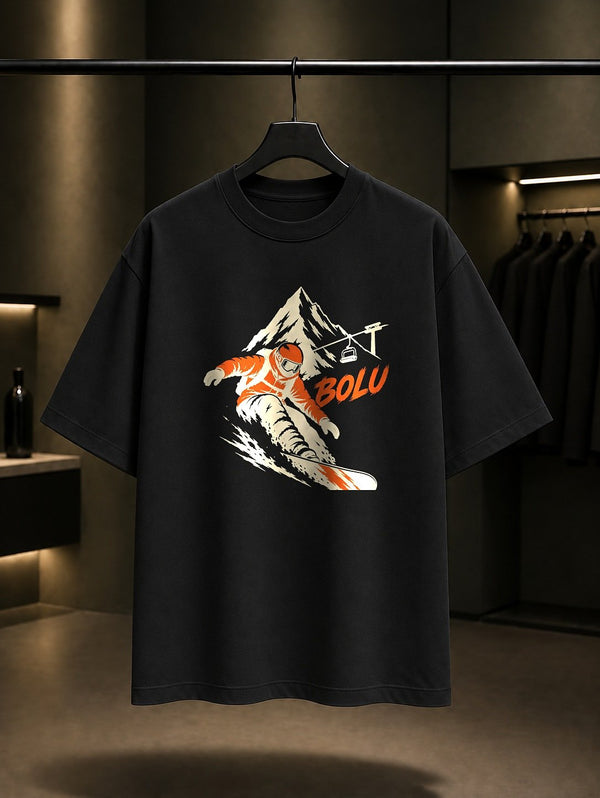Bolu Keşli Cevizli Erişte baskılı siyah t-shirt