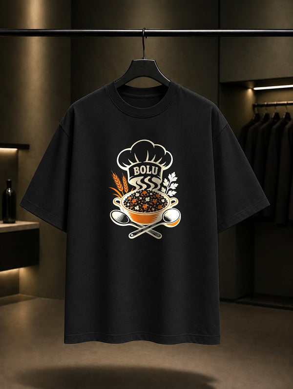 Bolu Mengen Pilavı baskılı siyah t-shirt