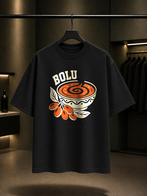 Bolu Mudurnu Tarihi Evleri baskılı siyah t-shirt