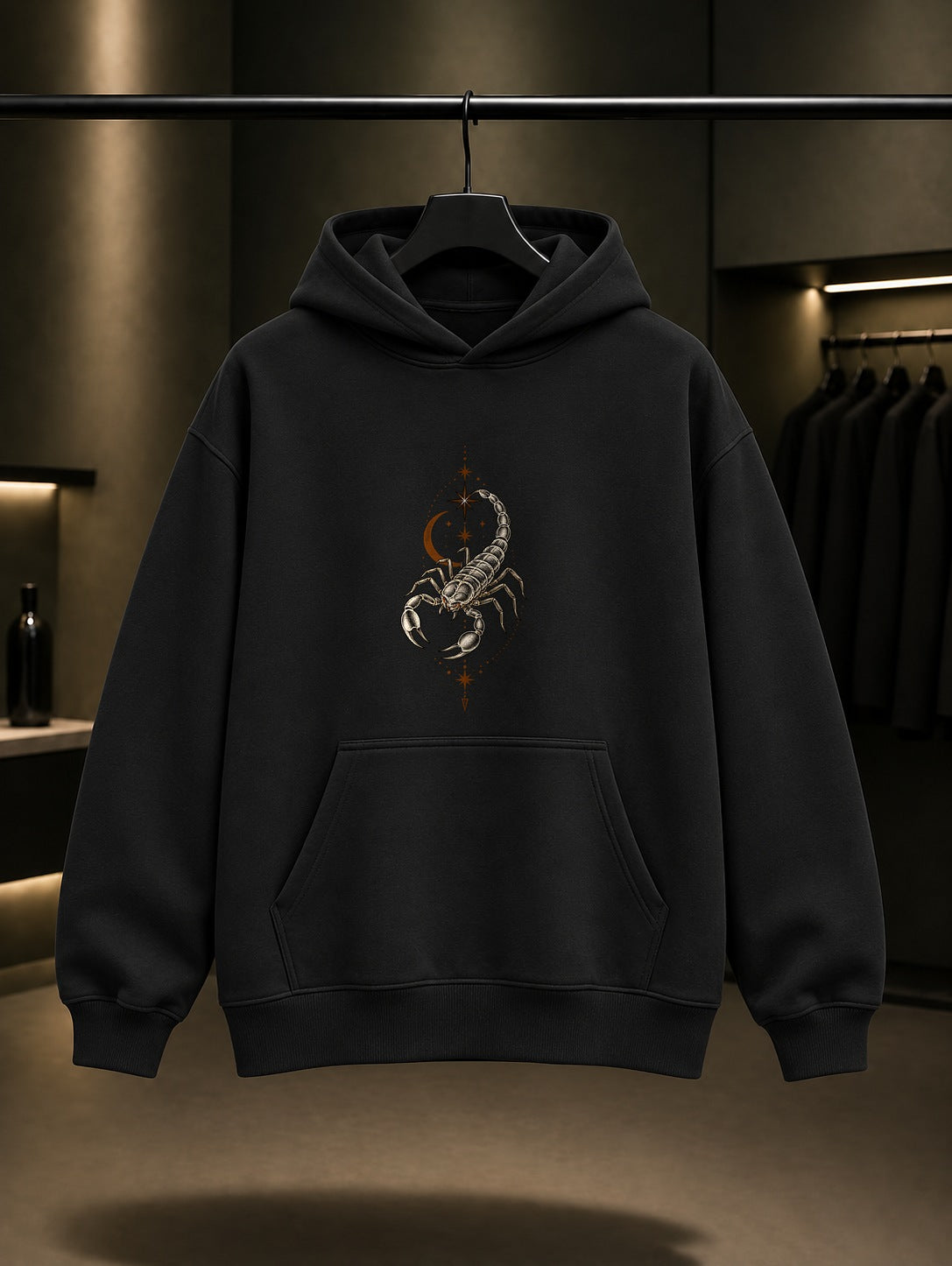 Akrep Burcu — Sade Yıldız Baskılı Unisex %100 Pamuk Kapüşonlu Sweatshirt