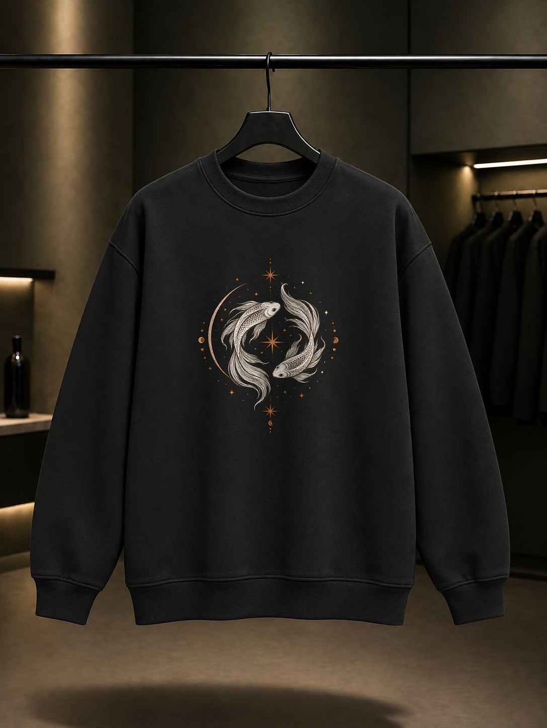Balık Burcu — Yıldız Tozu Baskılı Unisex %100 Pamuk Sweatshirt