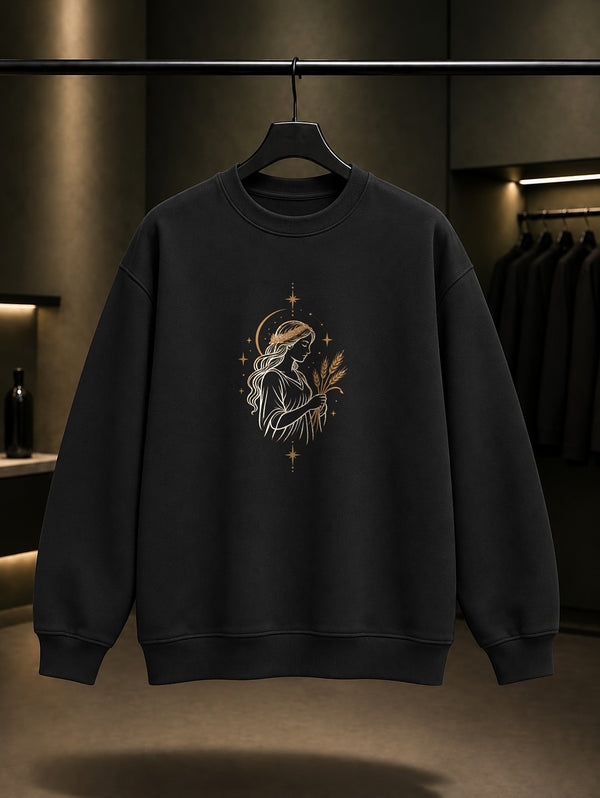 Başak Burcu — Sade Yıldız Baskılı Unisex %100 Pamuk Sweatshirt