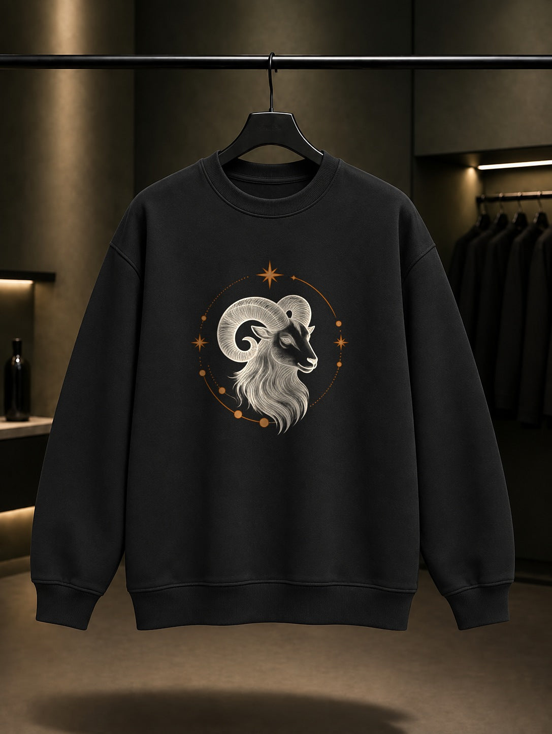 Koç Burcu — Yıldız Yayı Baskılı Unisex %100 Pamuk Sweatshirt