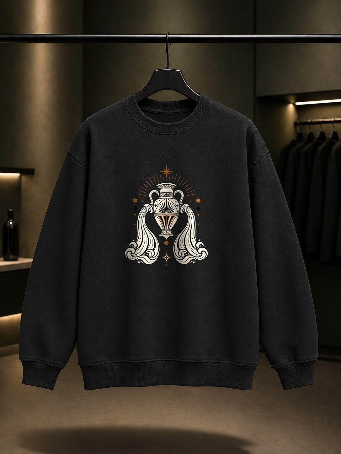 Kova Burcu — Işık Tacı Baskılı Unisex %100 Pamuk Sweatshirt