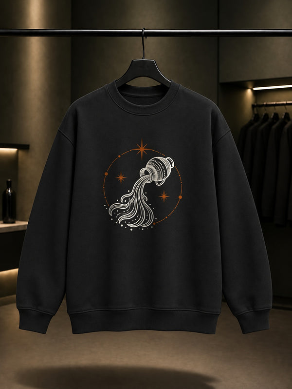 Kova Burcu — Yıldız Yayı Baskılı Unisex %100 Pamuk Sweatshirt