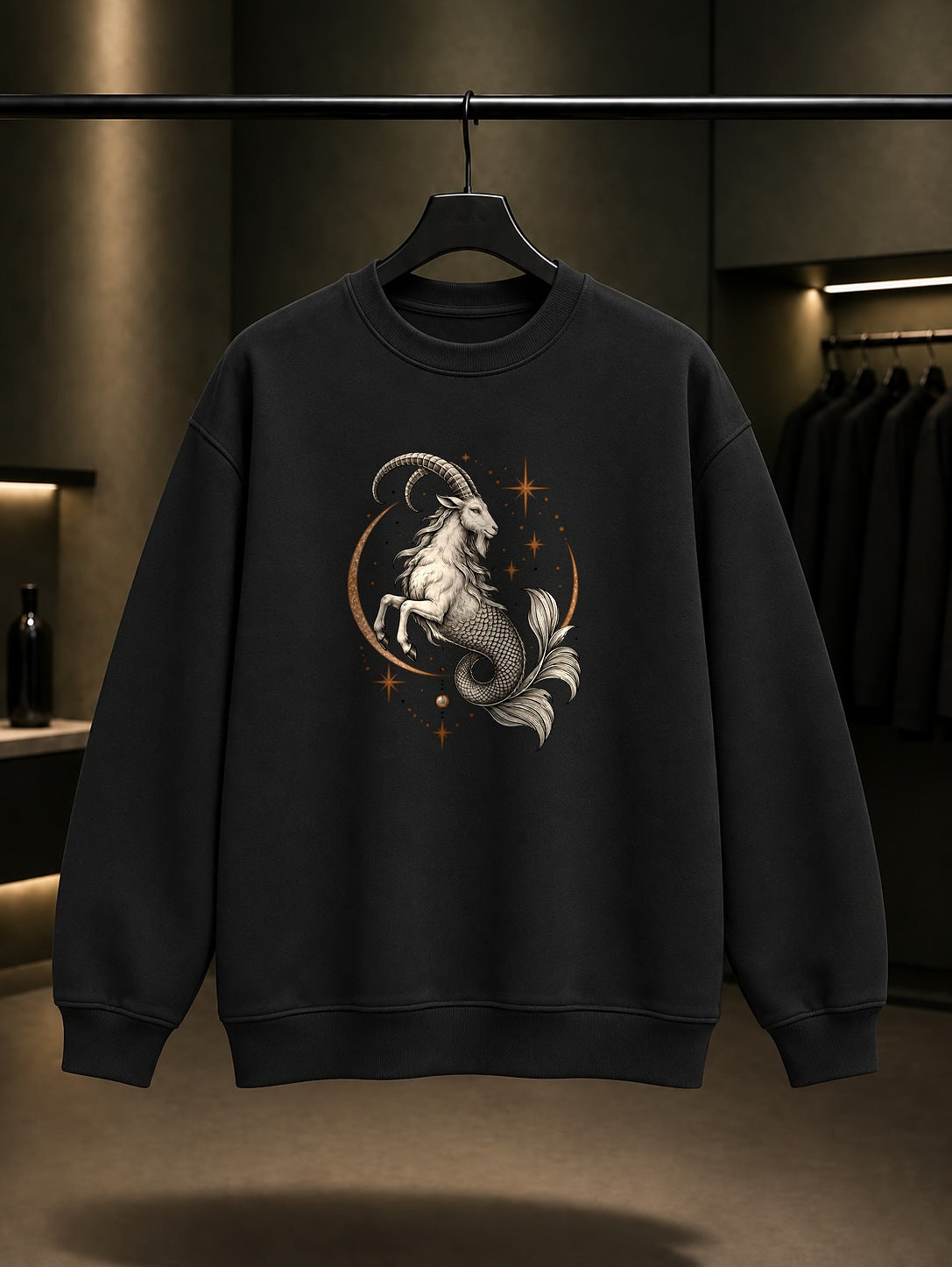 Oğlak Burcu — Yıldız Tozu Baskılı Unisex %100 Pamuk Sweatshirt