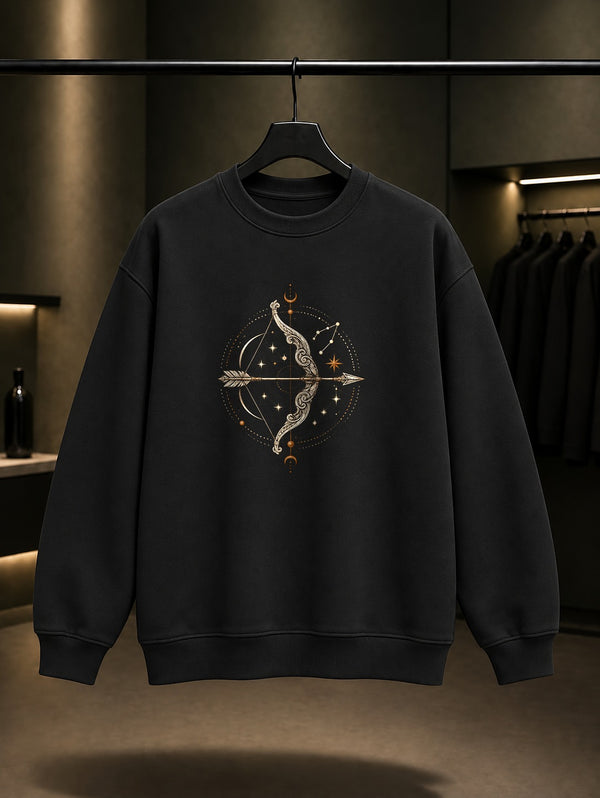 Yay Burcu — Yıldızlı Çember Baskılı Unisex %100 Pamuk Sweatshirt
