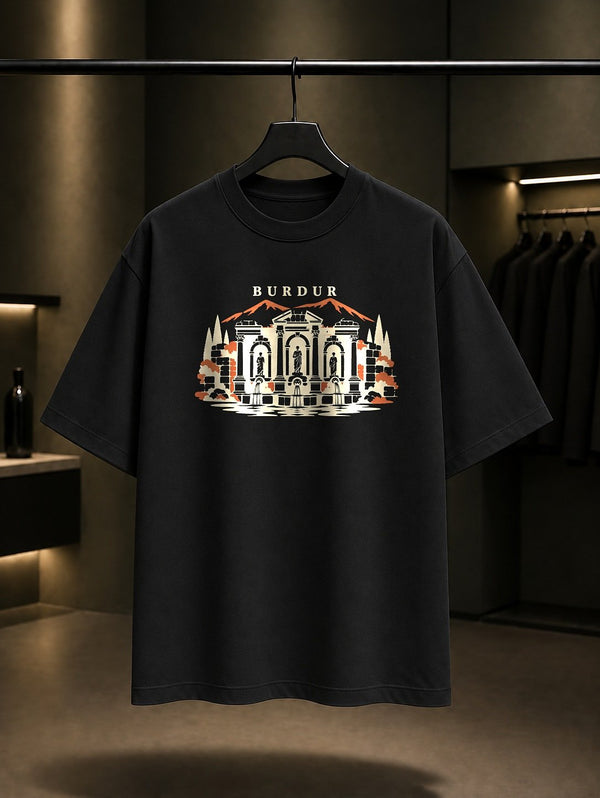 Burdur Gazel Böreği baskılı siyah t-shirt