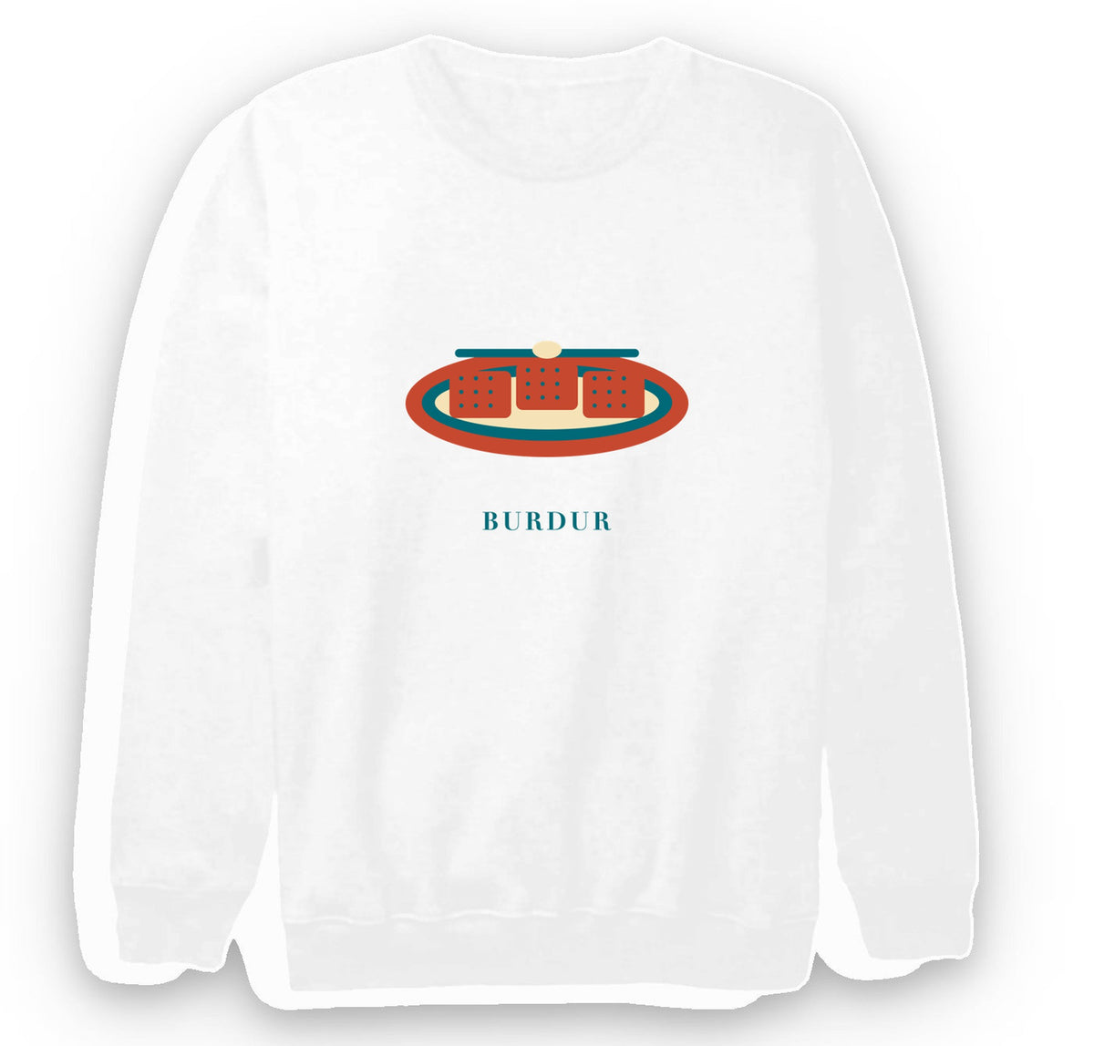 Burdur Haşhaş Helvası baskılı beyaz sweatshirt