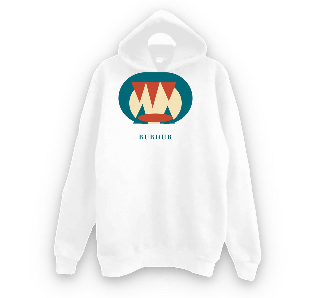 Burdur İnsuyu Mağarası baskılı beyaz kapüşonlu sweatshirt