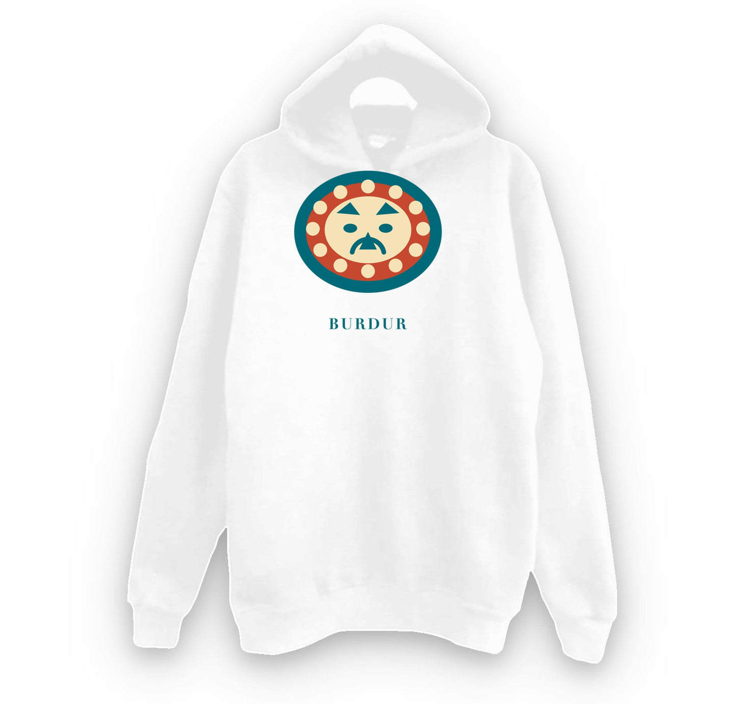 Burdur Kibyra Medusa baskılı beyaz kapüşonlu sweatshirt