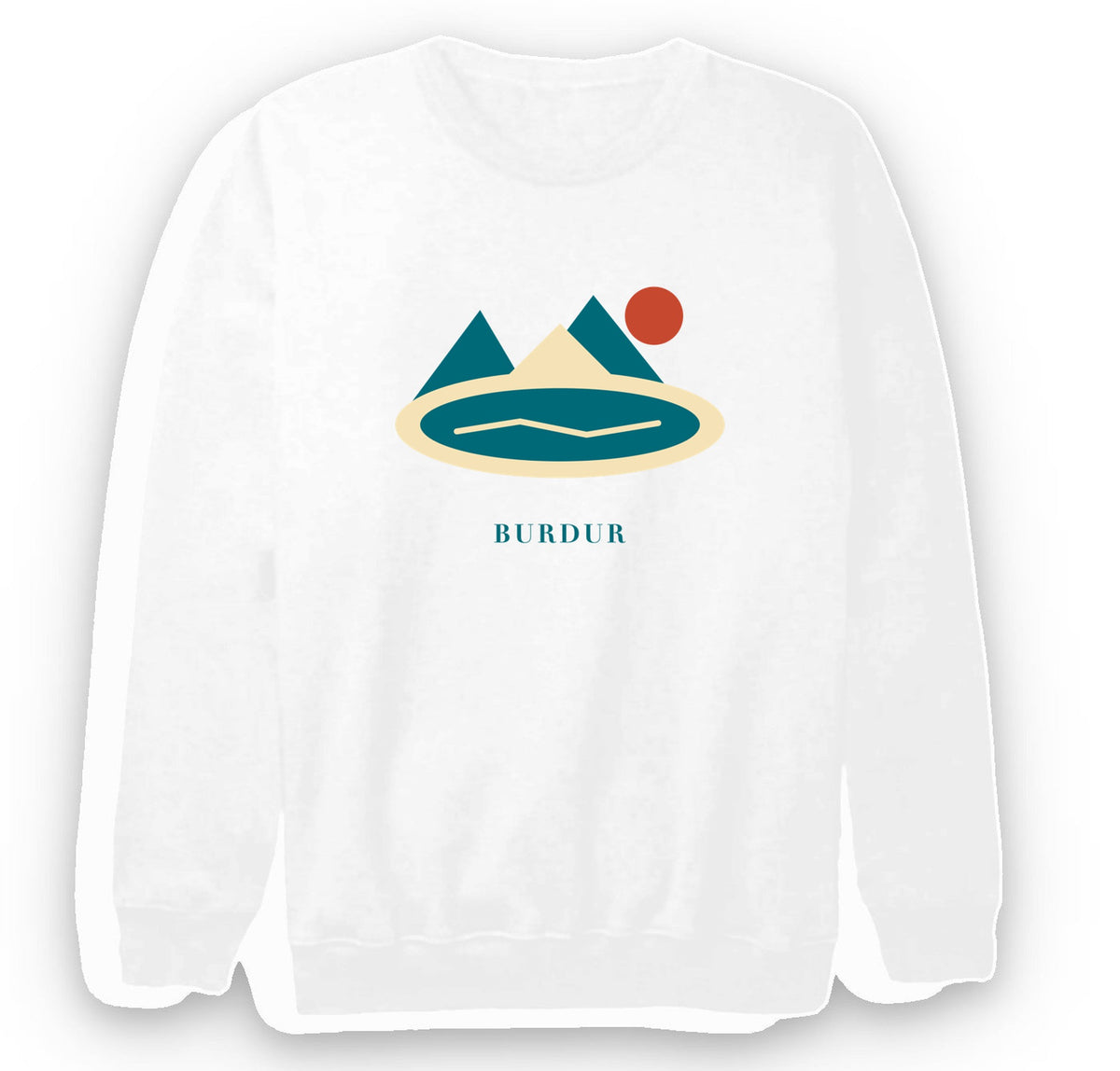 Burdur Salda Gölü baskılı beyaz sweatshirt