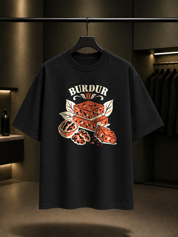 Burdur Salda Gölü baskılı siyah t-shirt