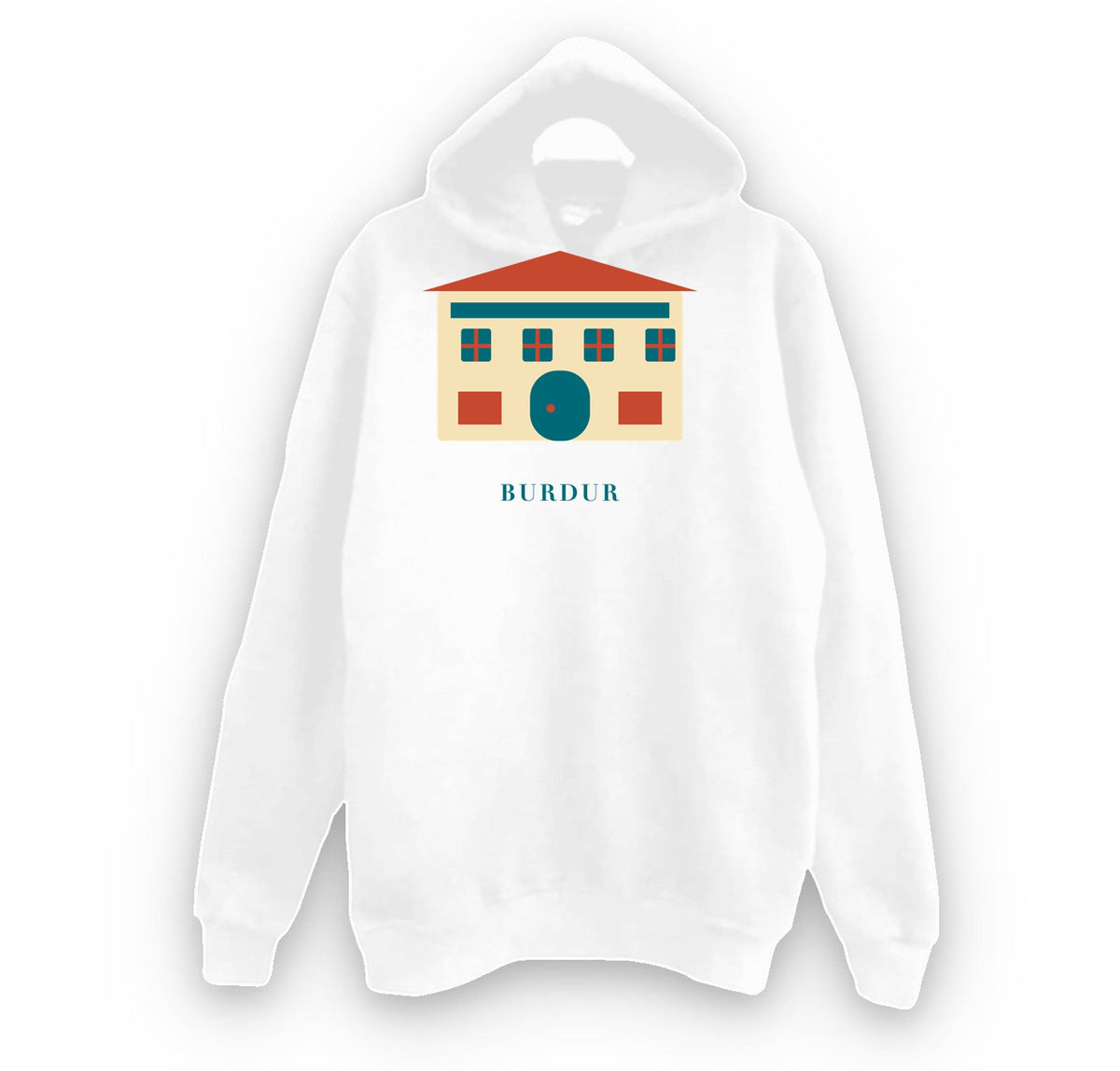 Burdur Taş Oda baskılı beyaz kapüşonlu sweatshirt