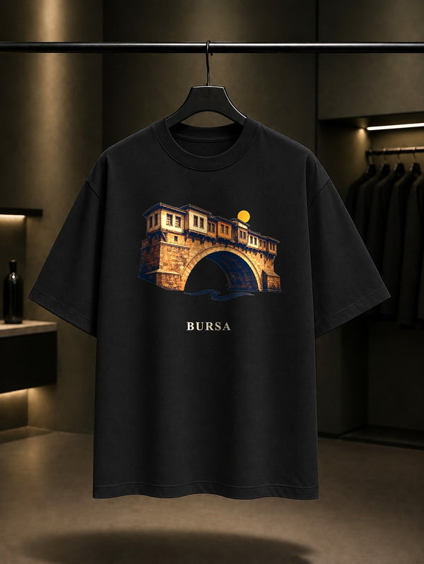 Bursa İskender Kebabı baskılı siyah t-shirt