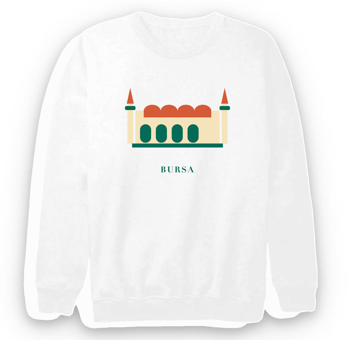 Bursa Ulu Cami baskılı beyaz sweatshirt