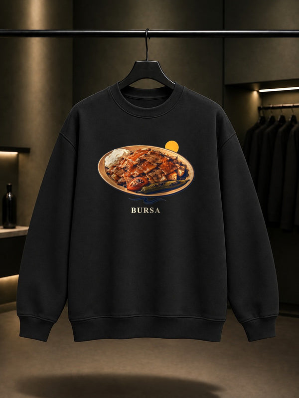 Bursa Uludağ baskılı siyah sweatshirt