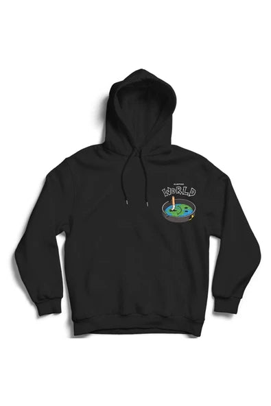 Fame Stoned baskılı siyah kapüşonlu sweatshirt