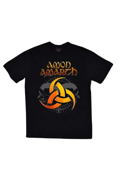 fame-stoned Amon Amarth Baskılı Unisex %100 Pamuk Siyah T-shirt