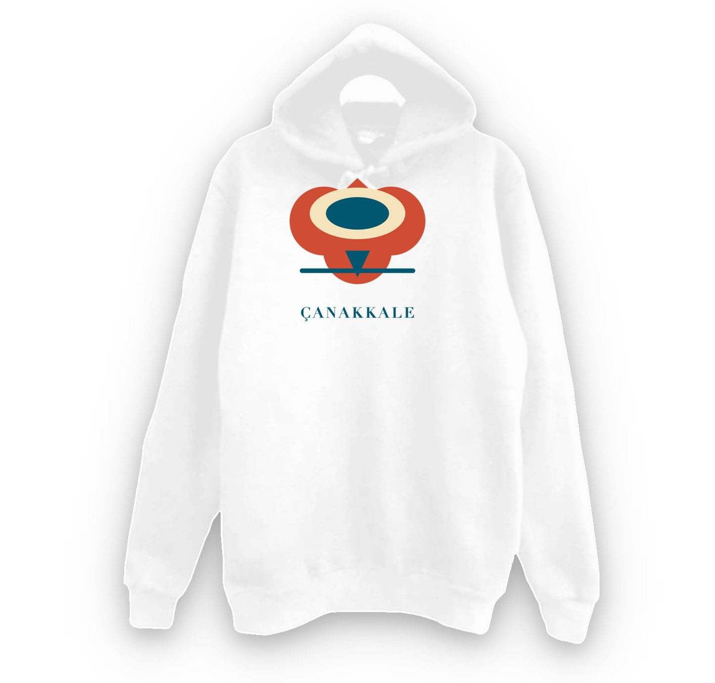 Çanakkale Kilitbahir Kalesi baskılı beyaz kapüşonlu sweatshirt