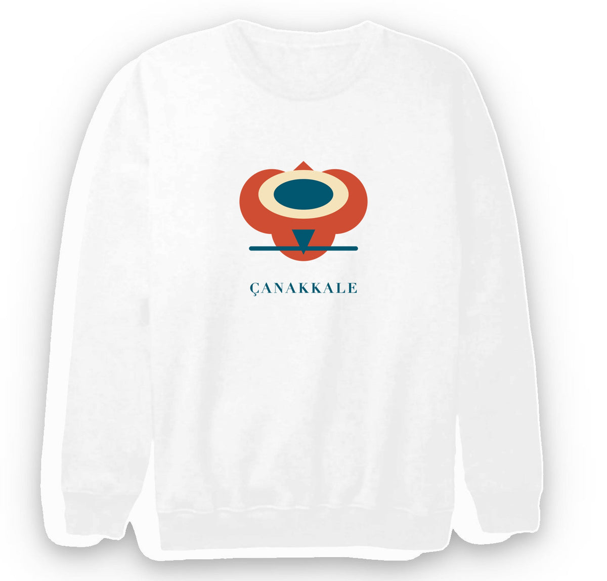 Çanakkale Kilitbahir Kalesi baskılı beyaz sweatshirt