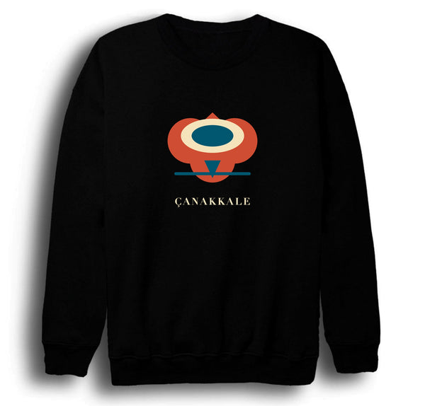 Çanakkale Kilitbahir Kalesi baskılı siyah sweatshirt