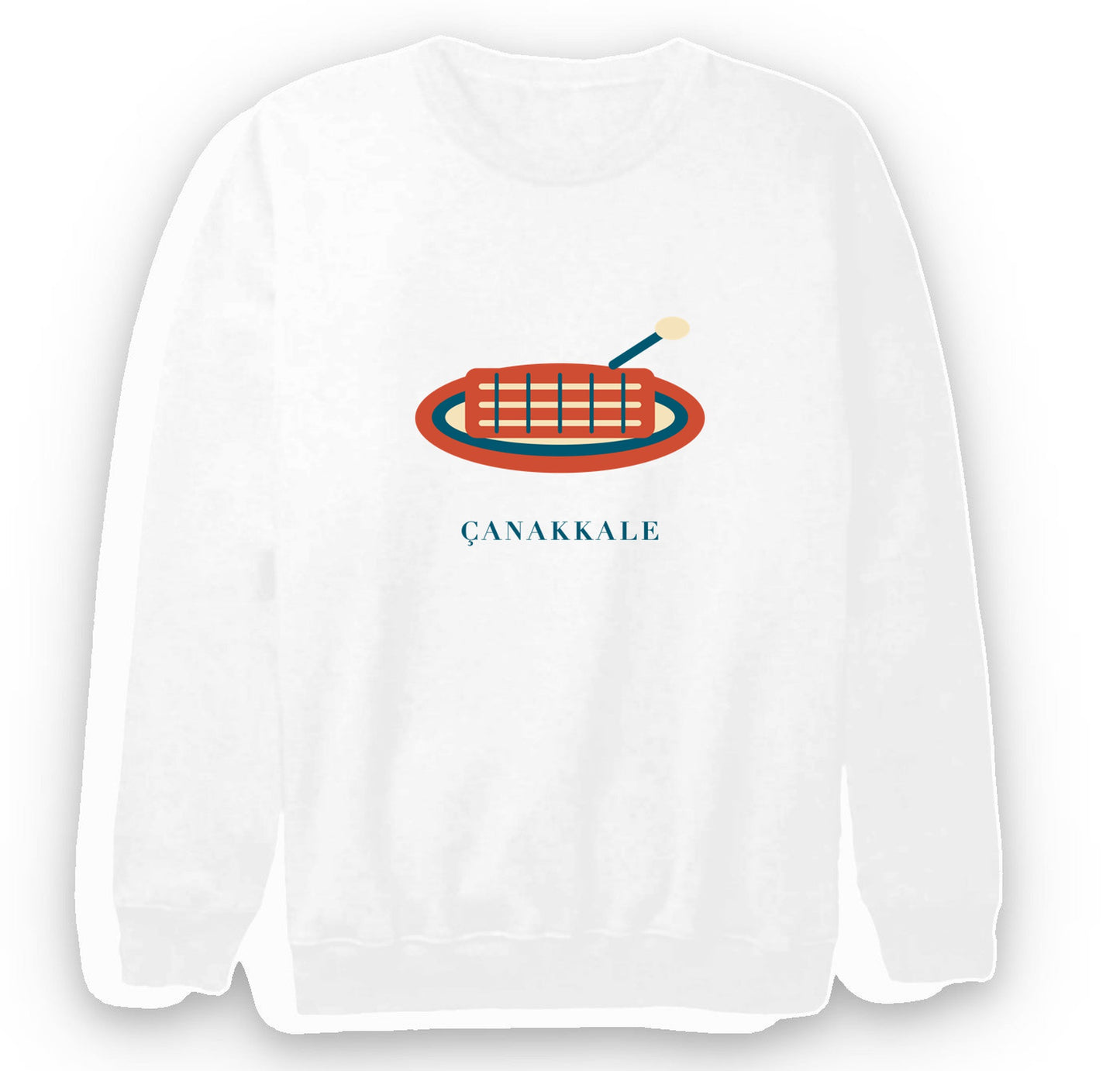 Çanakkale Peynir Helvası baskılı beyaz sweatshirt