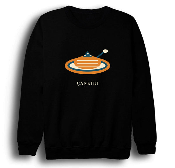 Çankırı Höşmerim Tatlısı baskılı siyah sweatshirt