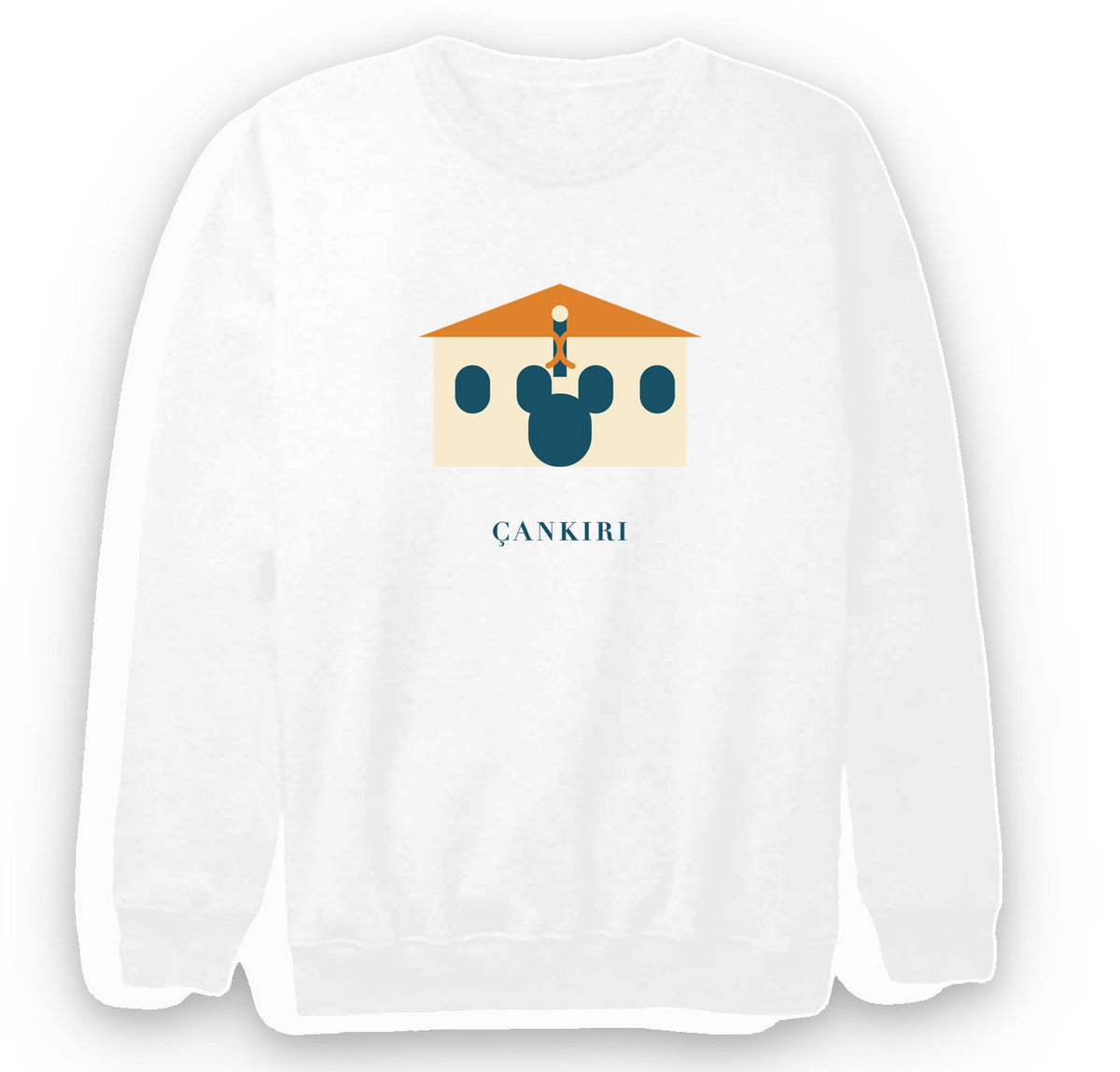 Çankırı Taş Mescit baskılı beyaz sweatshirt