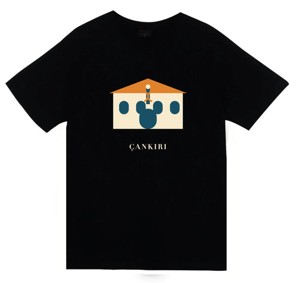 Çankırı Taş Mescit baskılı siyah t-shirt