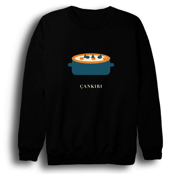Çankırı Yaren Güveci baskılı siyah sweatshirt