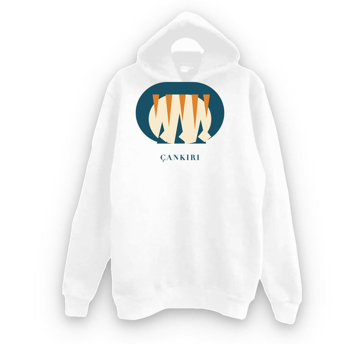 Çankırı Yeraltı Tuz Şehri baskılı beyaz kapüşonlu sweatshirt