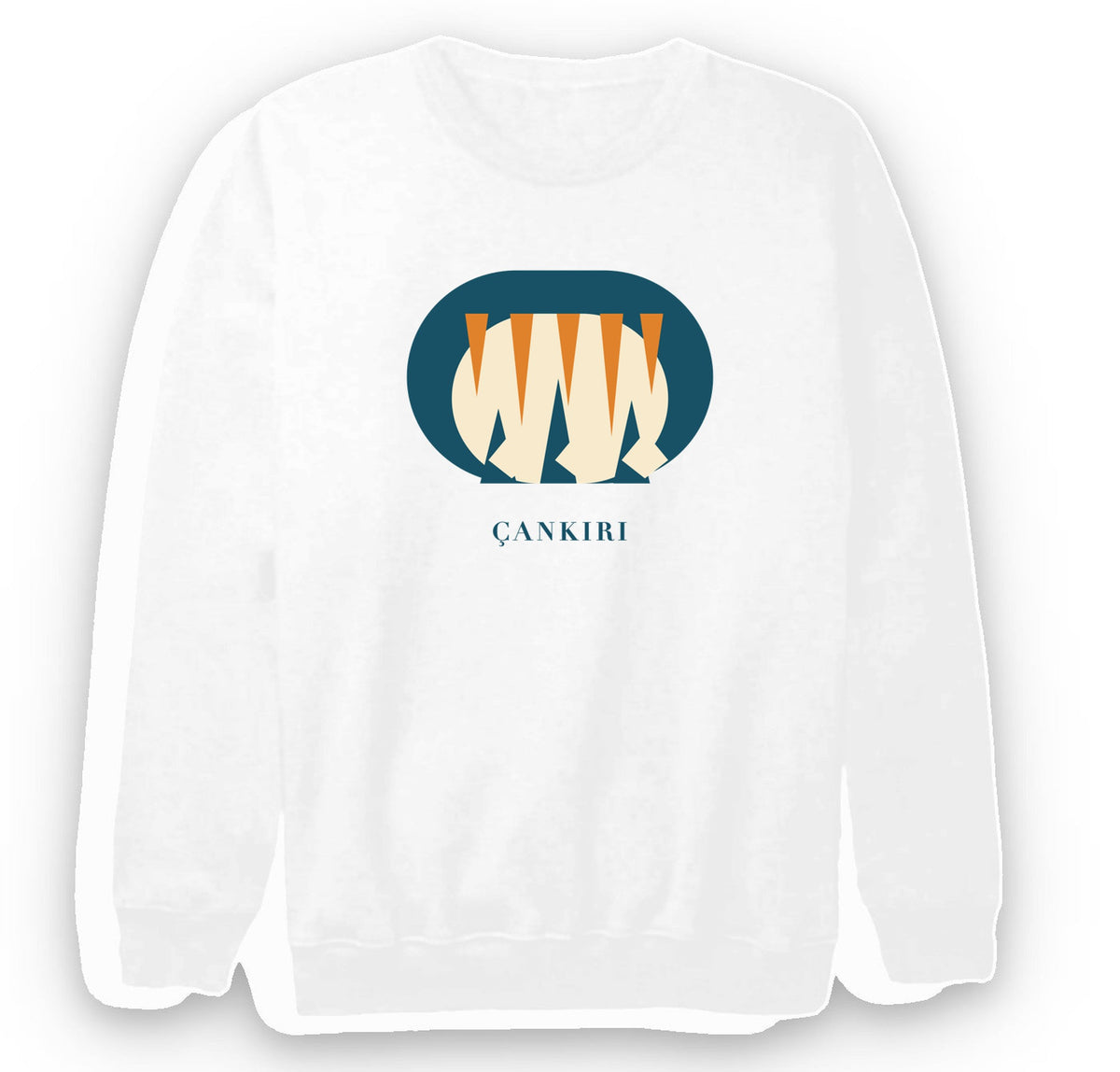 Çankırı Yeraltı Tuz Şehri baskılı beyaz sweatshirt