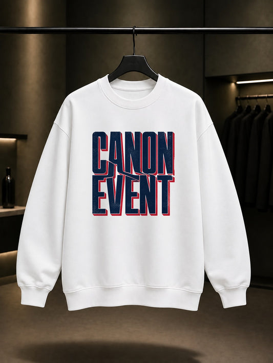 Canon Event Yazılı baskılı beyaz sweatshirt