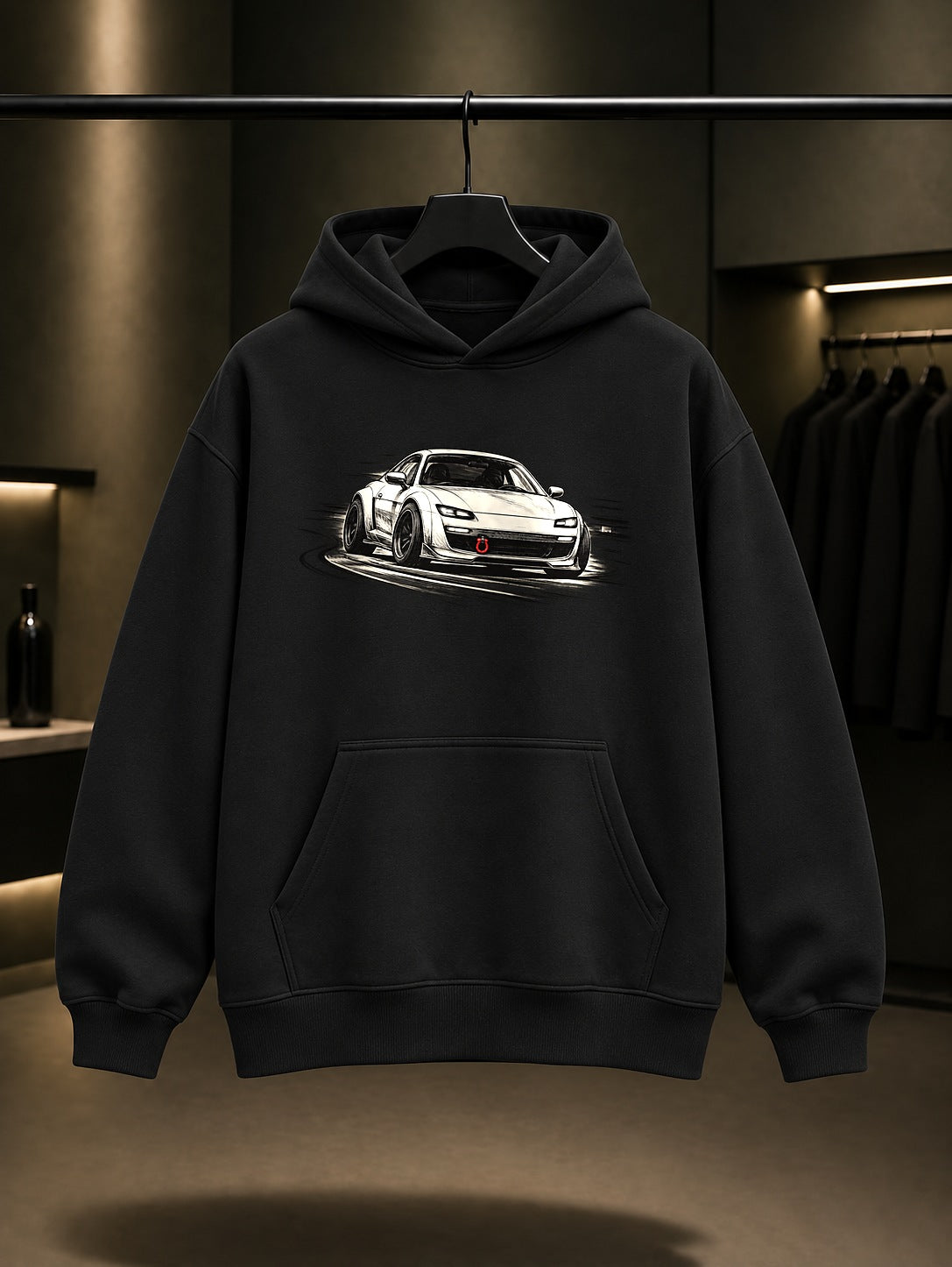 Apeks Viraj Baskılı Unisex %100 Pamuk Kapüşonlu Sweatshirt · Otomobil