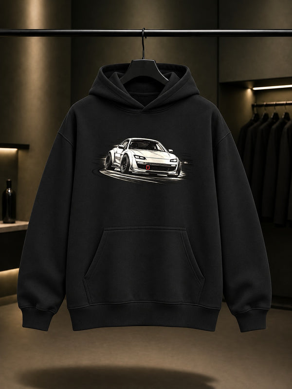 Apeks Viraj Baskılı Unisex %100 Pamuk Kapüşonlu Sweatshirt · Otomobil