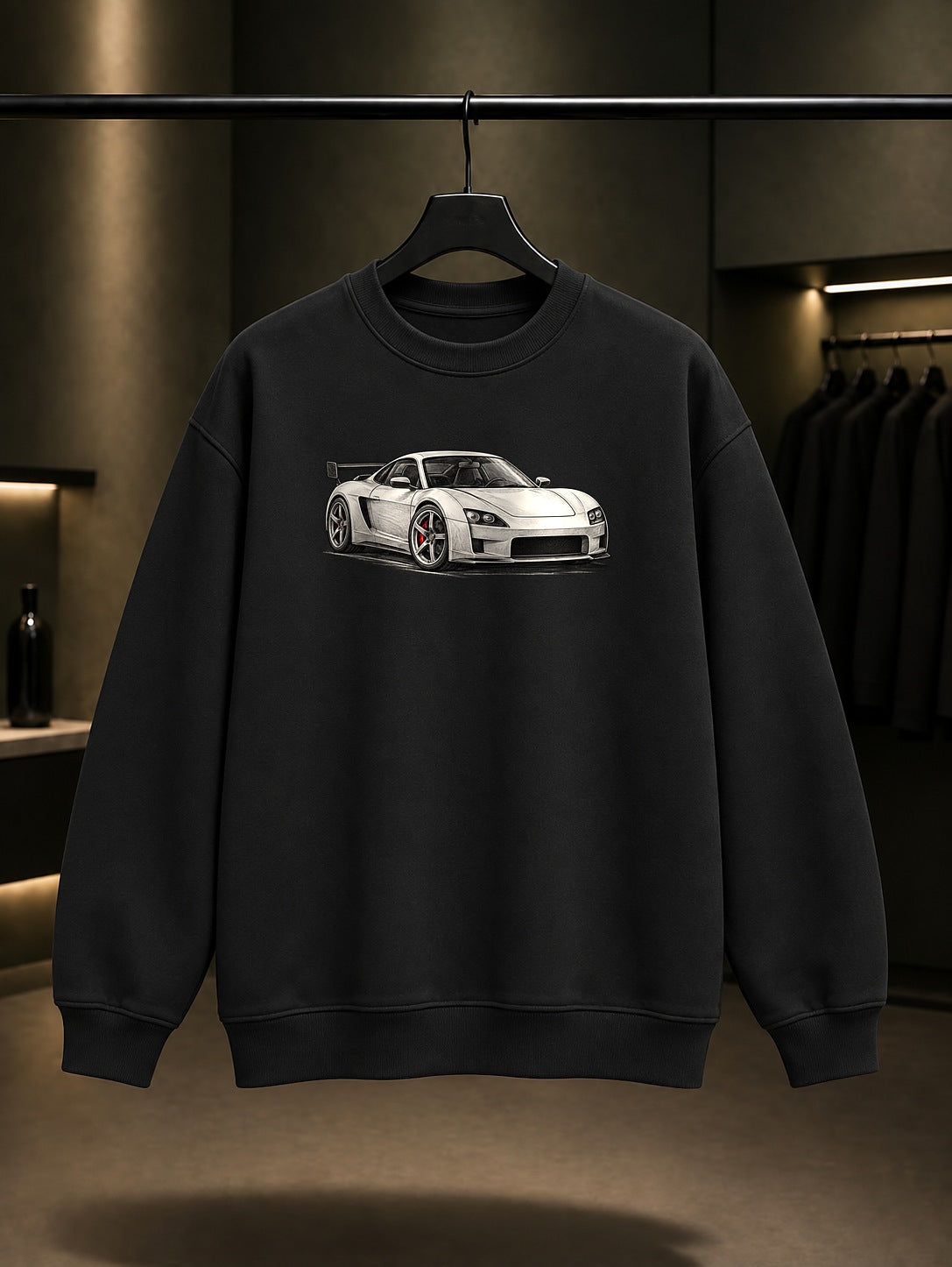 Pist Otomobili Baskılı Unisex %100 Pamuk Sweatshirt · Otomobil
