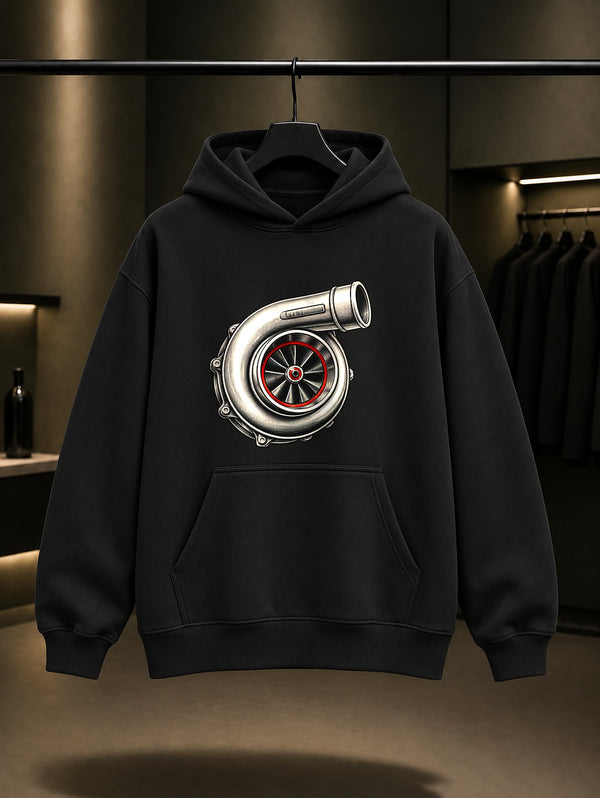 Mini Turbo Baskılı Unisex %100 Pamuk Kapüşonlu Sweatshirt · Otomobil