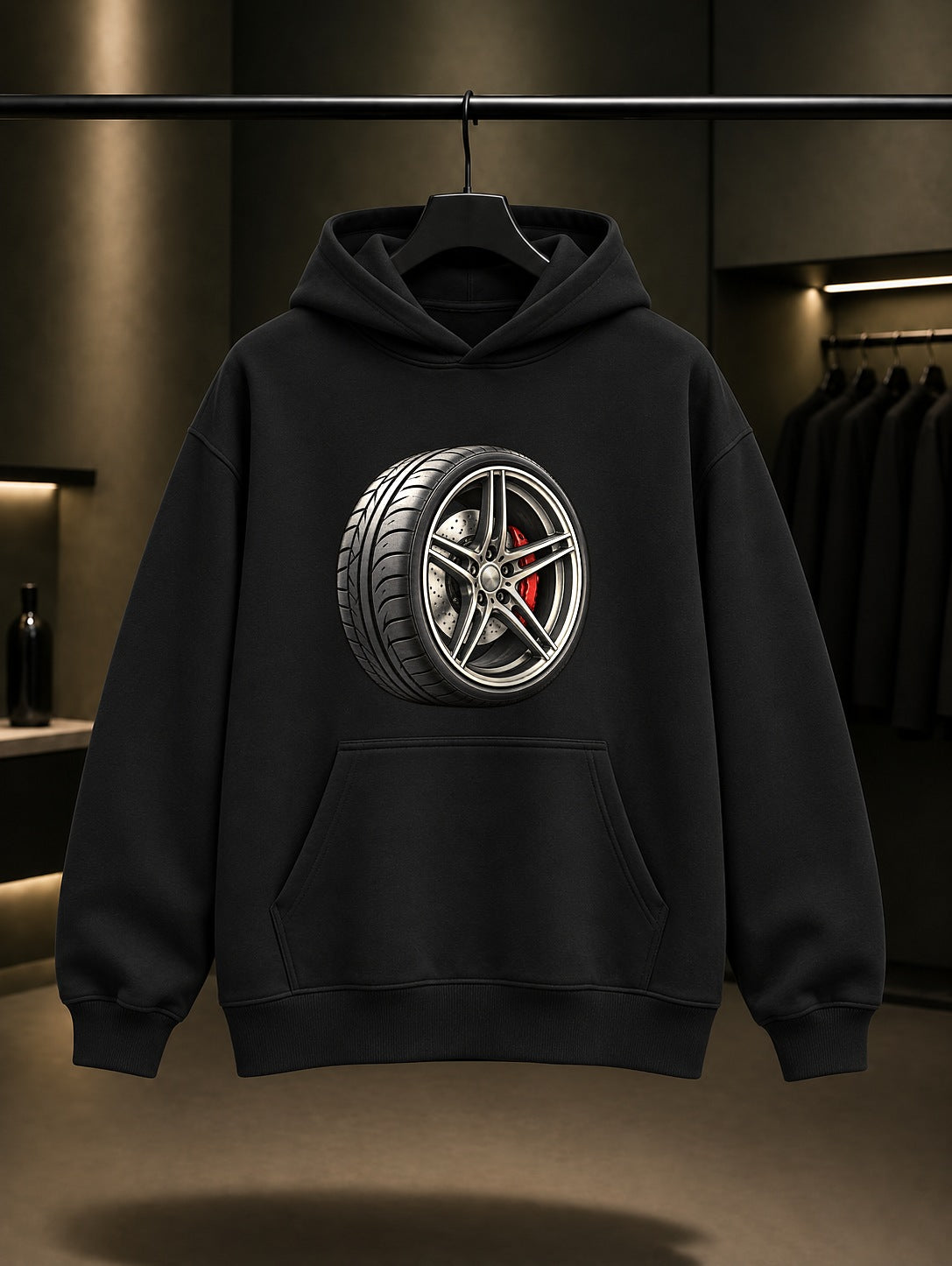 Mini Jant Baskılı Unisex %100 Pamuk Kapüşonlu Sweatshirt · Otomobil