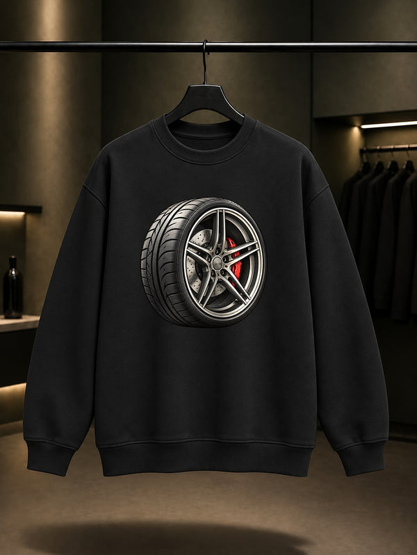 Mini Jant Baskılı Unisex %100 Pamuk Sweatshirt · Otomobil