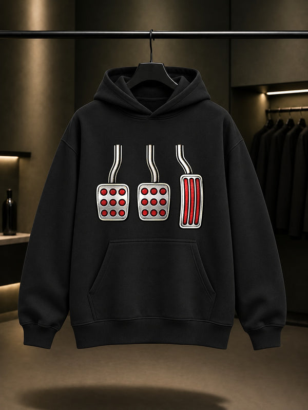 Mini Pedallar Baskılı Unisex %100 Pamuk Kapüşonlu Sweatshirt · Otomobil