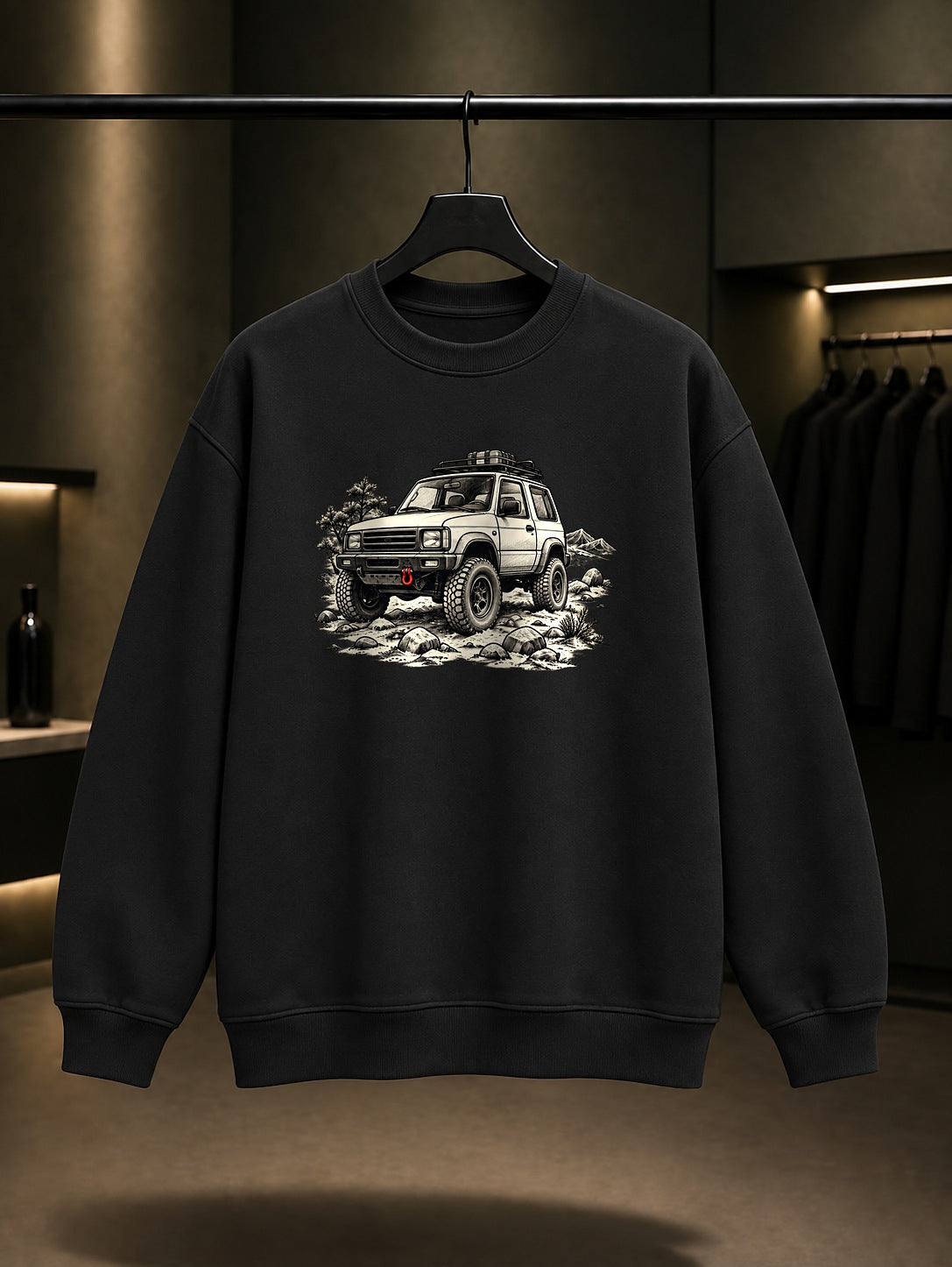 Arazi Aracı Baskılı Unisex %100 Pamuk Sweatshirt · Otomobil