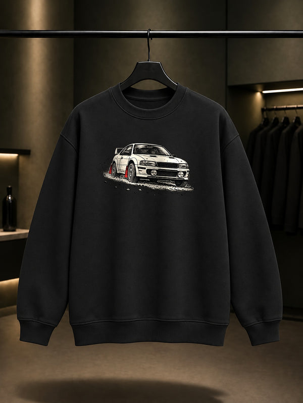 Ralli Sıçrayışı Baskılı Unisex %100 Pamuk Sweatshirt · Otomobil