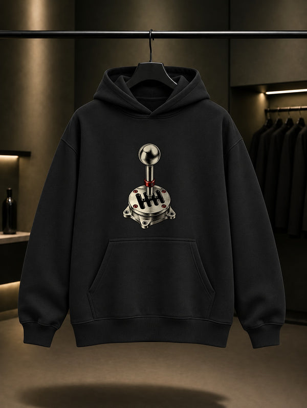 Kafesli Vites Baskılı Unisex %100 Pamuk Kapüşonlu Sweatshirt · Otomobil