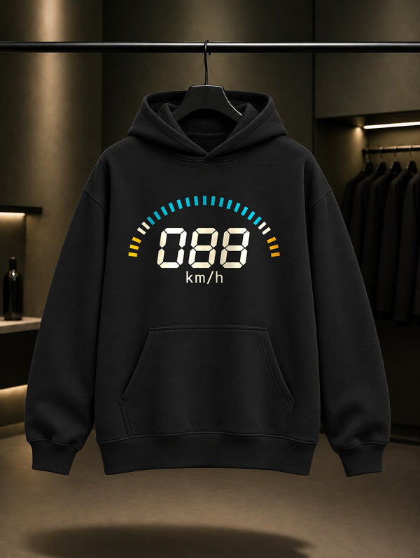 Dijital Hız Baskılı Unisex %100 Pamuk Kapüşonlu Sweatshirt · Otomobil
